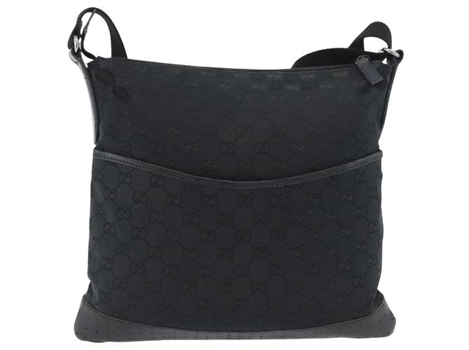Borsa a Spalla GG Canvas Gucci Nera Argento 145857 Auth ti3750 Nero - vista 13