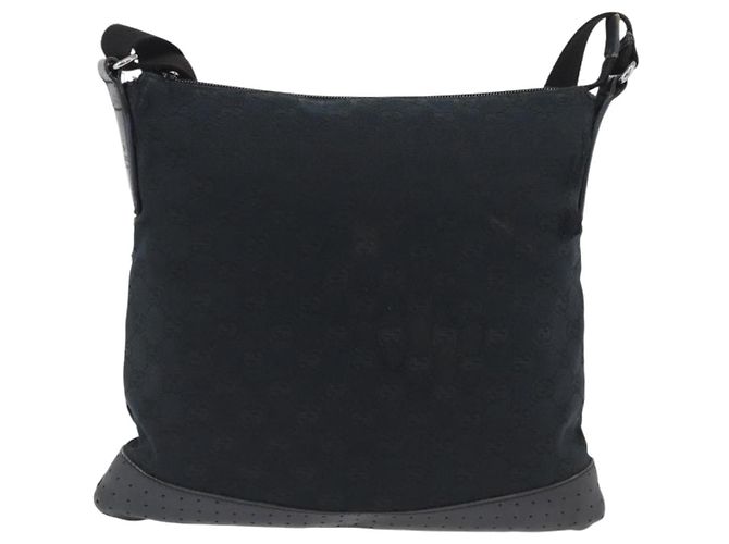 Borsa a Spalla GG Canvas Gucci Nera Argento 145857 Auth ti3750 Nero - vista 2