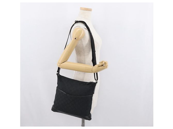 Borsa a Spalla GG Canvas Gucci Nera Argento 145857 Auth ti3750 Nero - vista 25