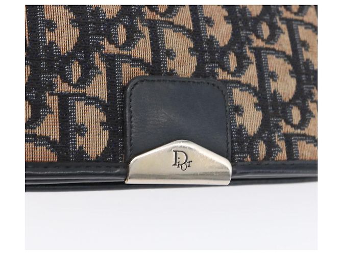 Borsa a spalla in tela Chain Trotter Christian Dior blu navy e oro Auth ka2389 D'oro - vista 13