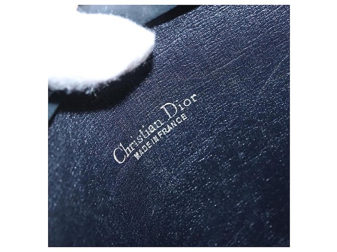 Borsa a spalla in tela Chain Trotter Christian Dior blu navy e oro Auth ka2389 D'oro - vista 16