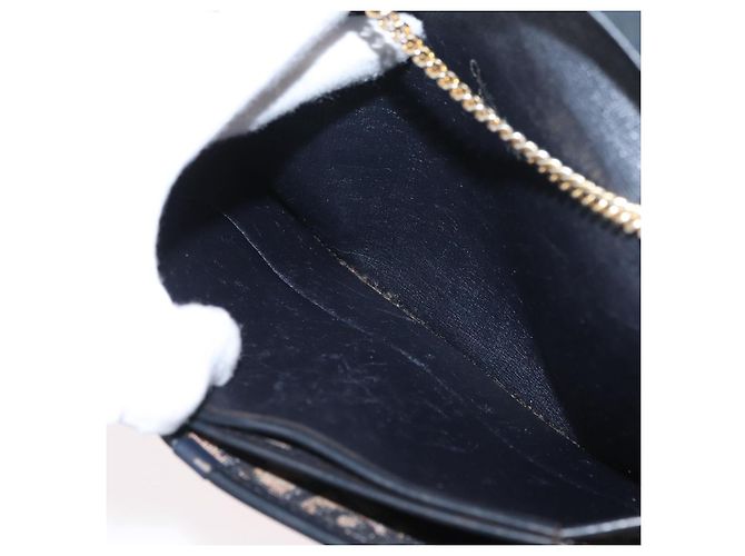 Borsa a spalla in tela Chain Trotter Christian Dior blu navy e oro Auth ka2389 D'oro - vista 20