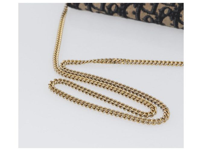 Borsa a spalla in tela Chain Trotter Christian Dior blu navy e oro Auth ka2389 D'oro - vista 6