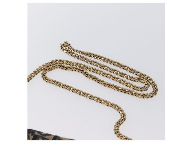 Borsa a spalla in tela Chain Trotter Christian Dior blu navy e oro Auth ka2389 D'oro - vista 7