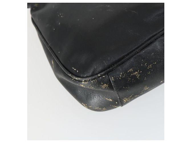 Borsa a mano in pelle nera e oro GUCCI Bamboo Auth 170494 Nero D'oro - vista 14