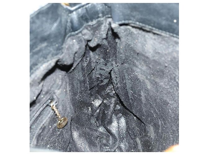 Borsa a mano in pelle nera e oro GUCCI Bamboo Auth 170494 Nero D'oro - vista 18