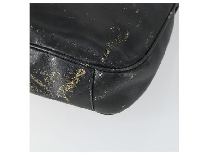 Borsa a mano in pelle nera e oro GUCCI Bamboo Auth 170494 Nero D'oro - vista 9