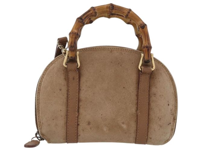 Borsa a mano in nylon Gucci Bamboo 2 vie marrone argento 039 1705 0701 Auth bs33342 - vista 13
