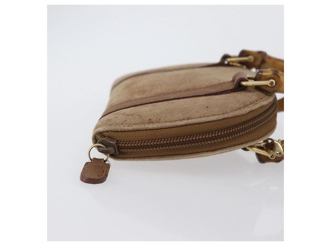 Borsa a mano in nylon Gucci Bamboo 2 vie marrone argento 039 1705 0701 Auth bs33342 - vista 3