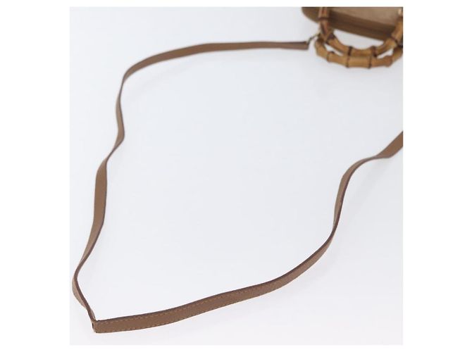 Borsa a mano in nylon Gucci Bamboo 2 vie marrone argento 039 1705 0701 Auth bs33342 - vista 8