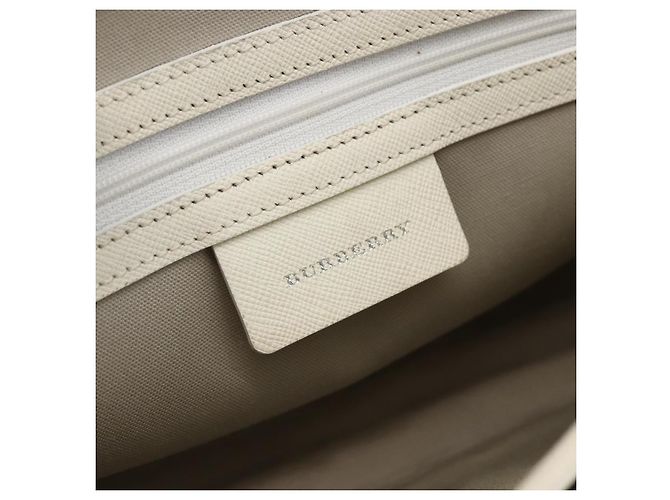 Borsa a spalla Burberry Nova Check in tela pelle beige bianco argento autentica 170957 - vista 11