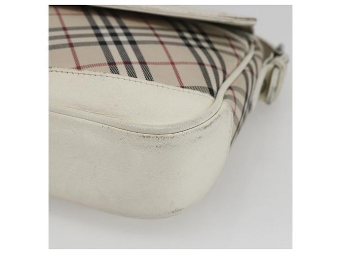 Borsa a spalla Burberry Nova Check in tela pelle beige bianco argento autentica 170957 - vista 14