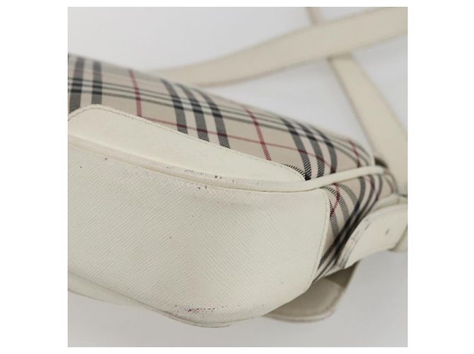 Borsa a spalla Burberry Nova Check in tela pelle beige bianco argento autentica 170957 - vista 15
