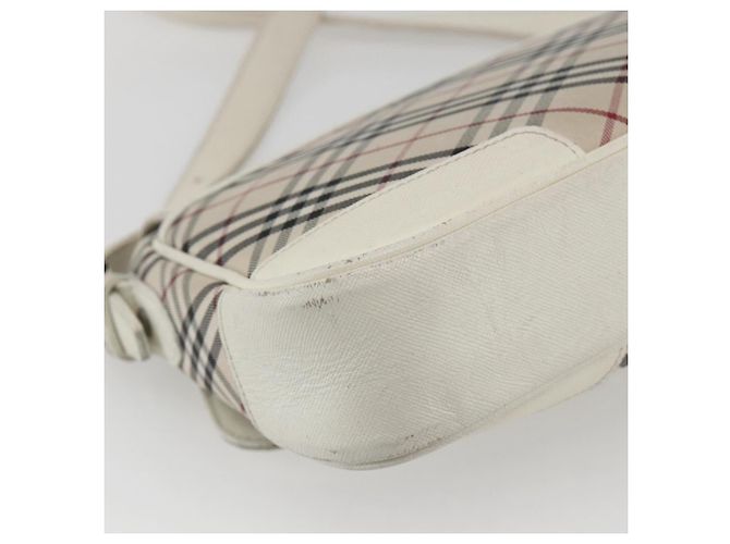 Borsa a spalla Burberry Nova Check in tela pelle beige bianco argento autentica 170957 - vista 16