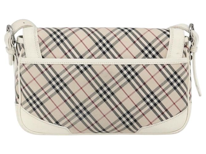 Borsa a spalla Burberry Nova Check in tela pelle beige bianco argento autentica 170957 - vista 2