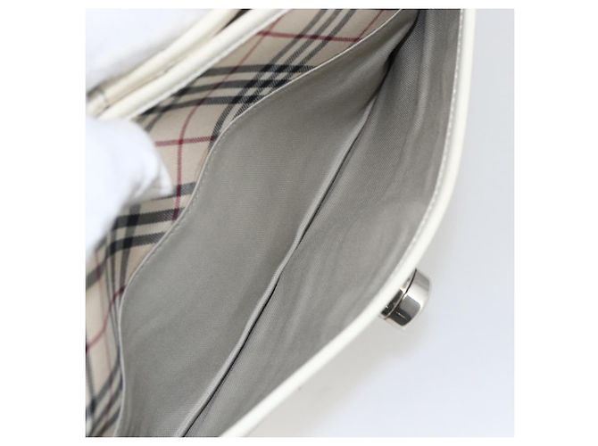 Borsa a spalla Burberry Nova Check in tela pelle beige bianco argento autentica 170957 - vista 21