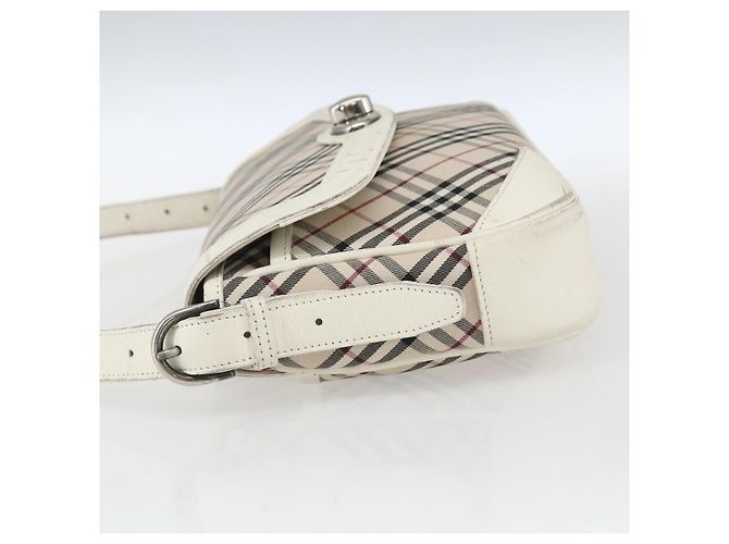 Borsa a spalla Burberry Nova Check in tela pelle beige bianco argento autentica 170957 - vista 3