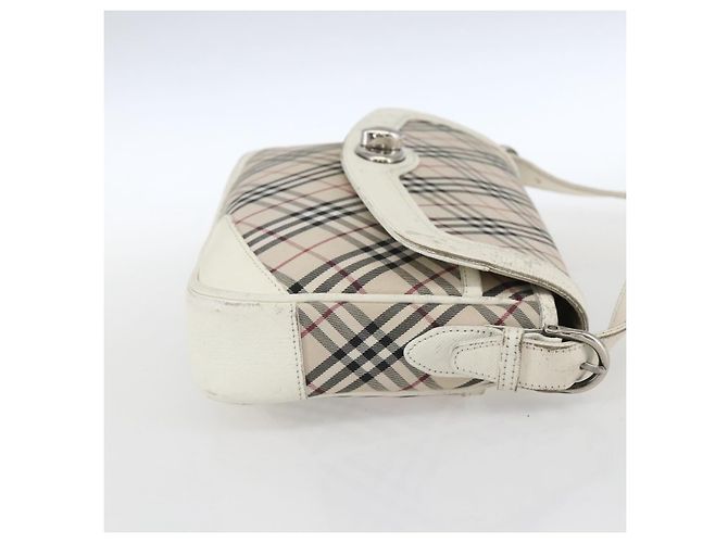 Borsa a spalla Burberry Nova Check in tela pelle beige bianco argento autentica 170957 - vista 4