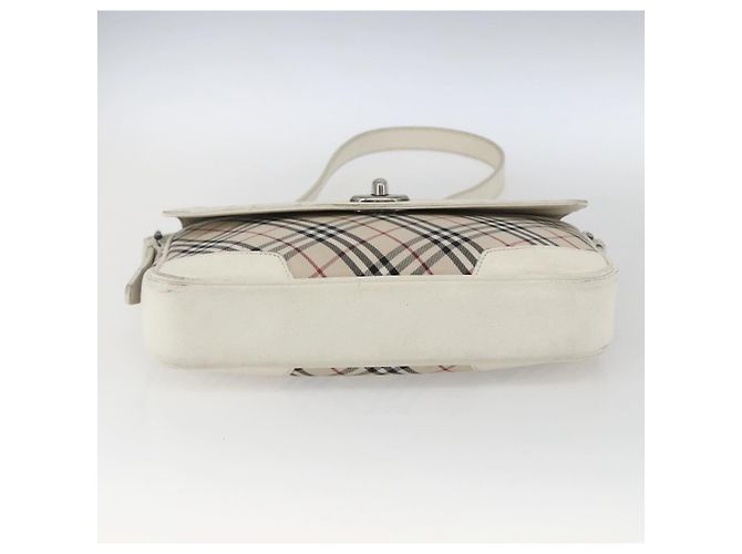 Borsa a spalla Burberry Nova Check in tela pelle beige bianco argento autentica 170957 - vista 5