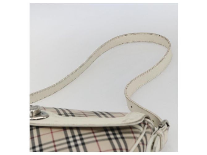 Borsa a spalla Burberry Nova Check in tela pelle beige bianco argento autentica 170957 - vista 8