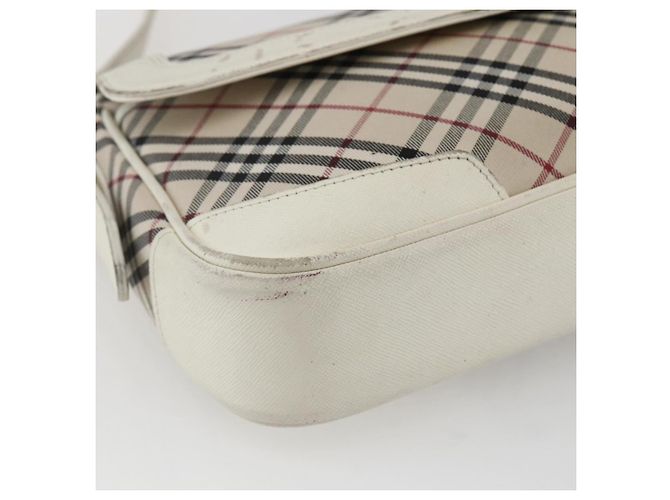 Borsa a spalla Burberry Nova Check in tela pelle beige bianco argento autentica 170957 - vista 9