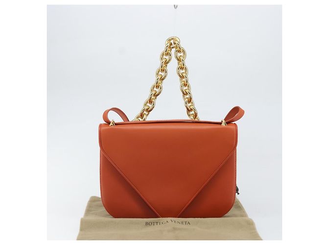 Borsa a Spalla con Catena Bottega Veneta in Pelle 2 in 1 Marrone Oro Auth 169800V - vista 12