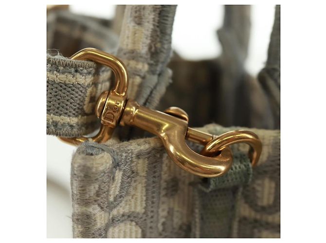 Mini borsa Tote da libro Trotter in tela obliqua Christian Dior bianco oro Auth 170699M D'oro - vista 19