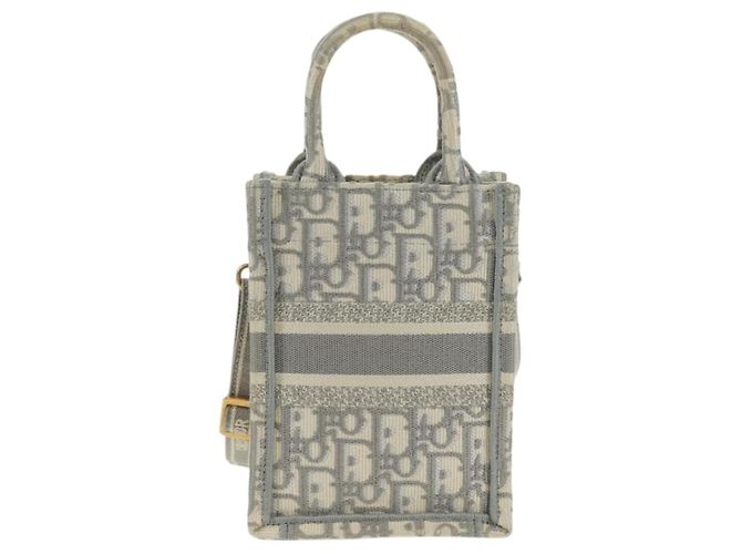 Mini borsa Tote da libro Trotter in tela obliqua Christian Dior bianco oro Auth 170699M D'oro - vista 3