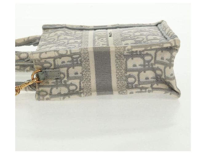 Mini borsa Tote da libro Trotter in tela obliqua Christian Dior bianco oro Auth 170699M D'oro - vista 4