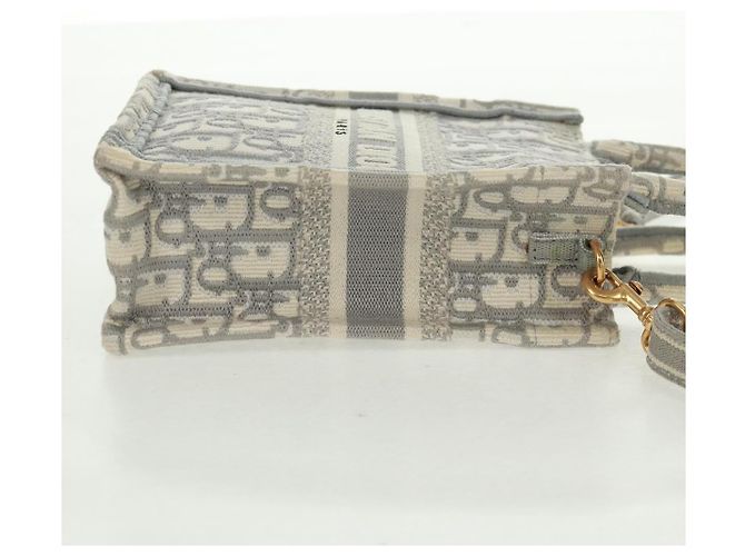 Mini borsa Tote da libro Trotter in tela obliqua Christian Dior bianco oro Auth 170699M D'oro - vista 5