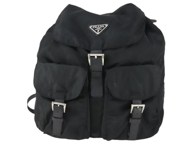 Sac à dos PRADA en nylon noir argent authentique bs33077 Argenté - vue 13