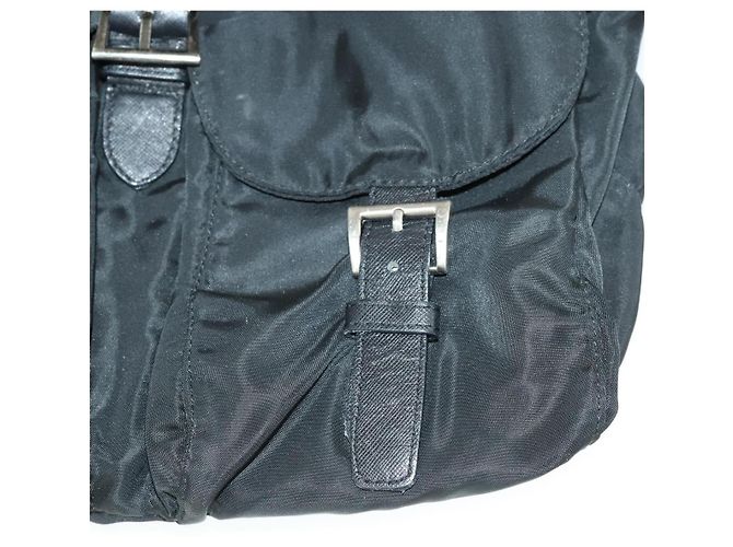Sac à dos PRADA en nylon noir argent authentique bs33077 Argenté - vue 24