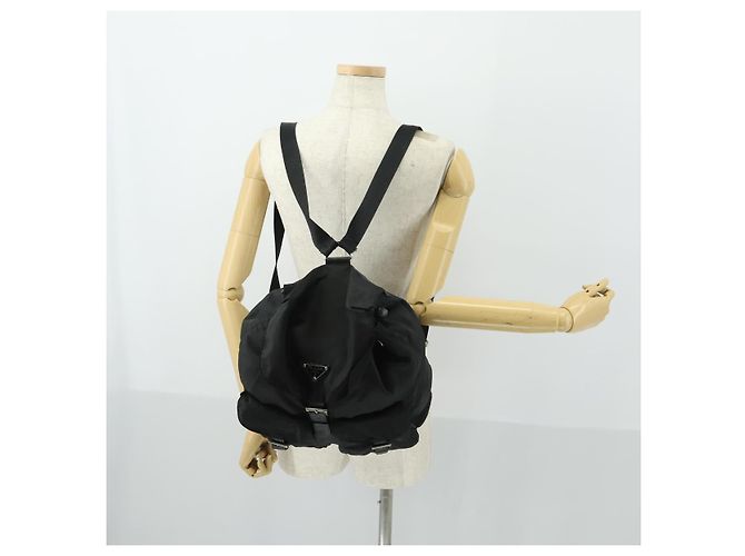 Sac à dos PRADA en nylon noir argent authentique bs33077 Argenté - vue 26