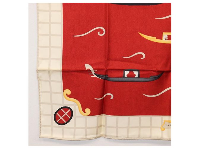 Bulgari BVLGARI Boot-Muster Schal Seide ""Davide Pizzigoni"" Rot Auth BA10716V - Ansicht 8