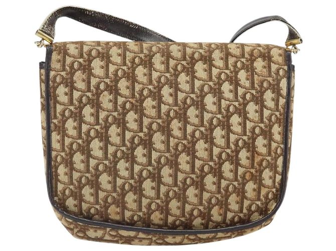 Borsa a Spalla in Tela Trotter Christian Dior Marrone Oro Auth 168939 D'oro - Ansicht 3