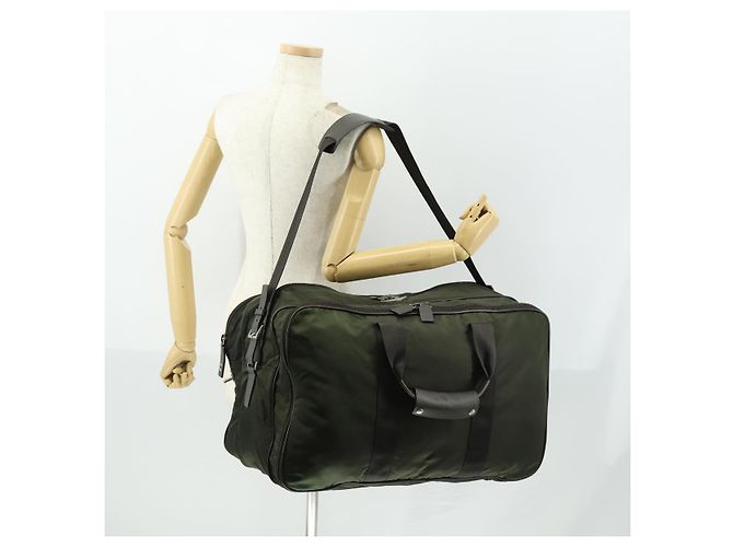 Borsa Boston PRADA in nylon verde argento autentica bs32723 - vista 27