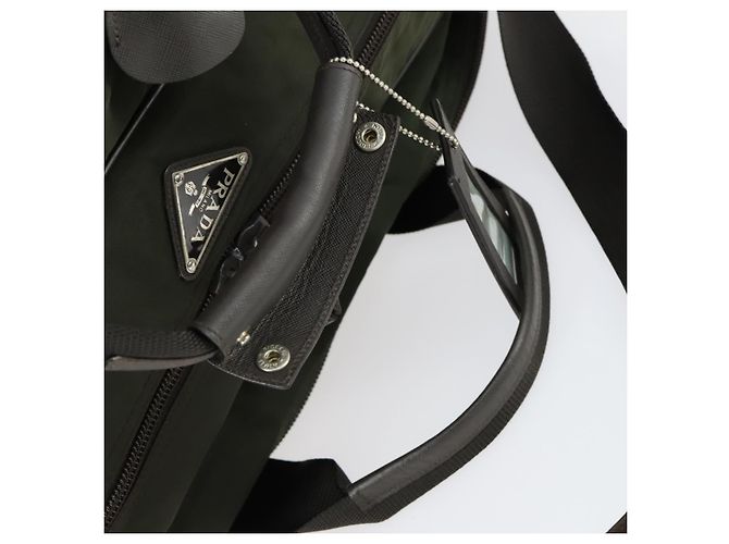 Borsa Boston PRADA in nylon verde argento autentica bs32723 - vista 8