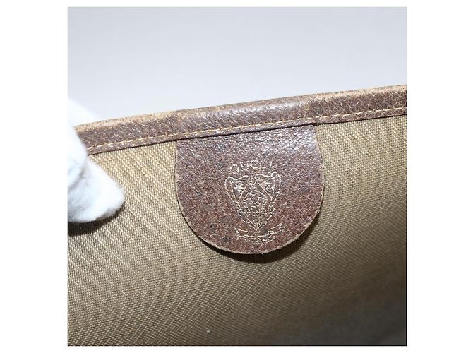 Borsa tote in PVC beige e rosso della linea Sherry GG Supreme di GUCCI Auth ep13075 - vista 10