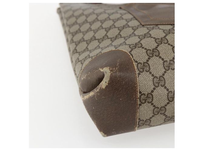 Borsa tote in PVC beige e rosso della linea Sherry GG Supreme di GUCCI Auth ep13075 - vista 14