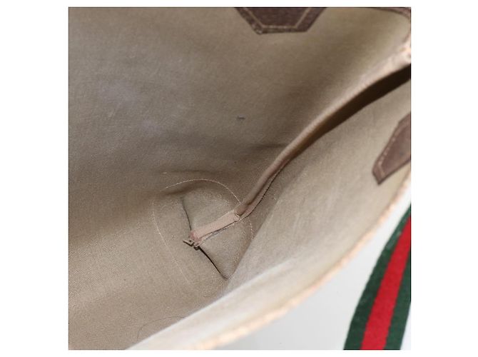 Borsa tote in PVC beige e rosso della linea Sherry GG Supreme di GUCCI Auth ep13075 - vista 18
