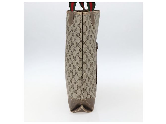 Borsa tote in PVC beige e rosso della linea Sherry GG Supreme di GUCCI Auth ep13075 - vista 3