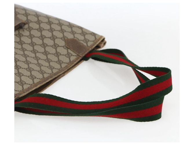 Borsa tote in PVC beige e rosso della linea Sherry GG Supreme di GUCCI Auth ep13075 - vista 7