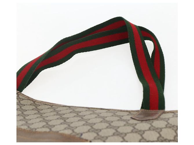 Borsa tote in PVC beige e rosso della linea Sherry GG Supreme di GUCCI Auth ep13075 - vista 8