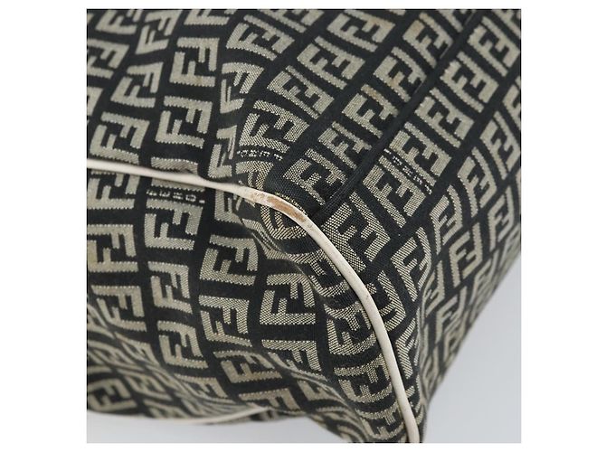 FENDI Zucchino Canvas Tote Bag Schwarz Gold Auth 169614 Golden - Ansicht 16