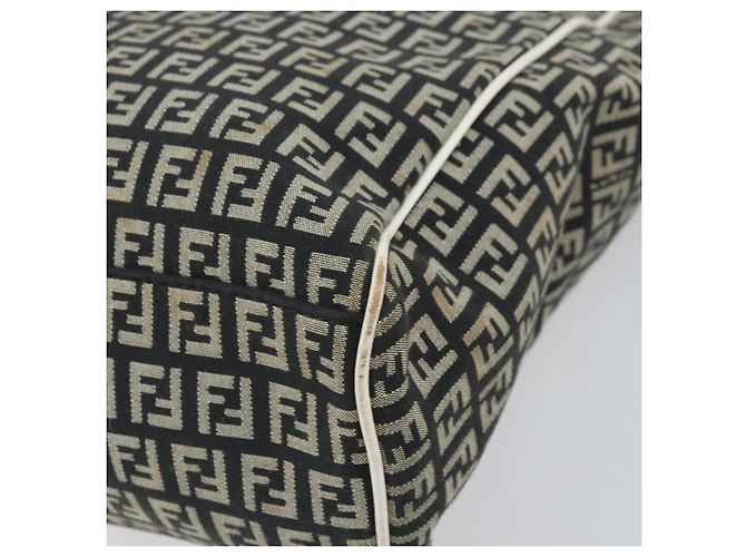 FENDI Zucchino Canvas Tote Bag Schwarz Gold Auth 169614 Golden - Ansicht 17