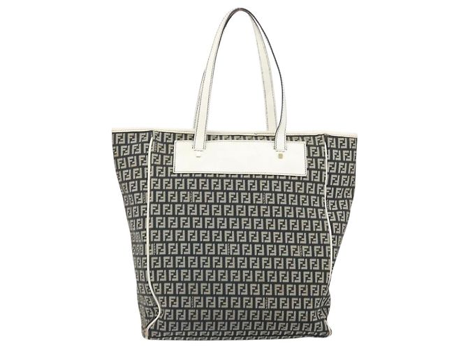 FENDI Zucchino Canvas Tote Bag Schwarz Gold Auth 169614 Golden - Ansicht 2