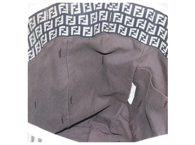 FENDI Zucchino Canvas Tote Bag Schwarz Gold Auth 169614 Golden - Ansicht 20