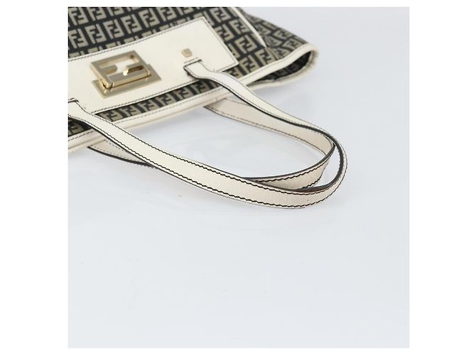 FENDI Zucchino Canvas Tote Bag Schwarz Gold Auth 169614 Golden - Ansicht 7