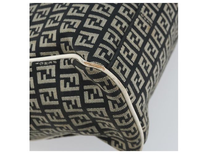 FENDI Zucchino Canvas Tote Bag Schwarz Gold Auth 169614 Golden - Ansicht 9