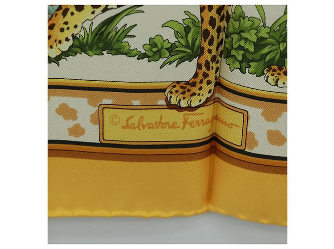 Salvatore Ferragamo Elefant Gepard Löwe Jaguar Leopard Tiger Auth am10673V Gelb - Ansicht 12
